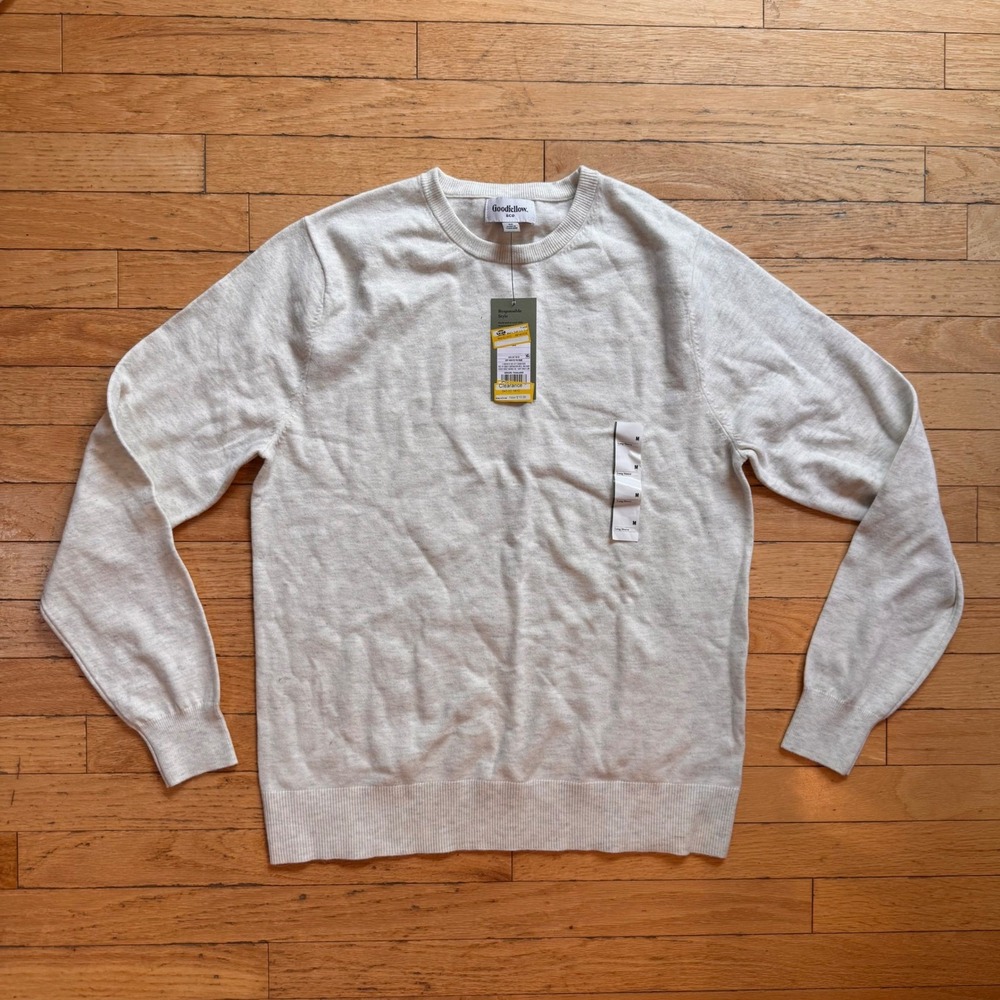 Goodfellow & Co Mens Soft Knit‎ Crewneck Sweater Off White M NWT